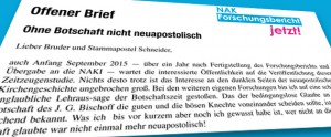 Ohne Botschaftsglaube nicht neuapostolisch