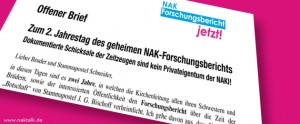 Offener Brief zum zweiten Jahrestag des NAK-Forschungsberichts