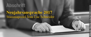 Abschrift Neujahrsansprache Stammapostel Jean-Luc Schneider für 2017