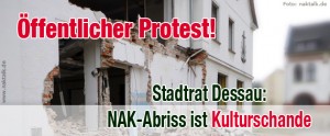 Protest Stadtrat Dessau gegen NAK-Abriss