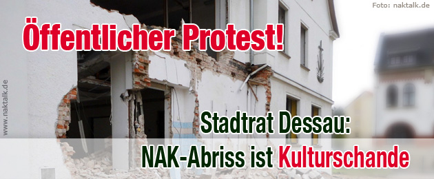 Protest Stadtrat Dessau gegen NAK-Abriss